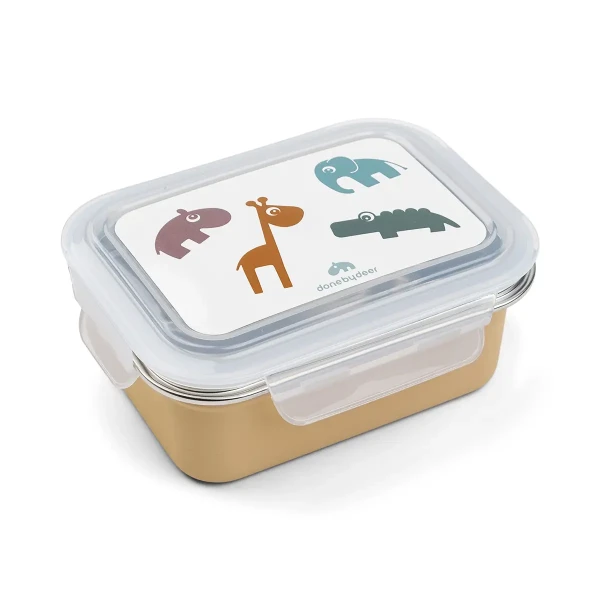 DONE BY DEER Detský desiatový box Deer friends - horčicový