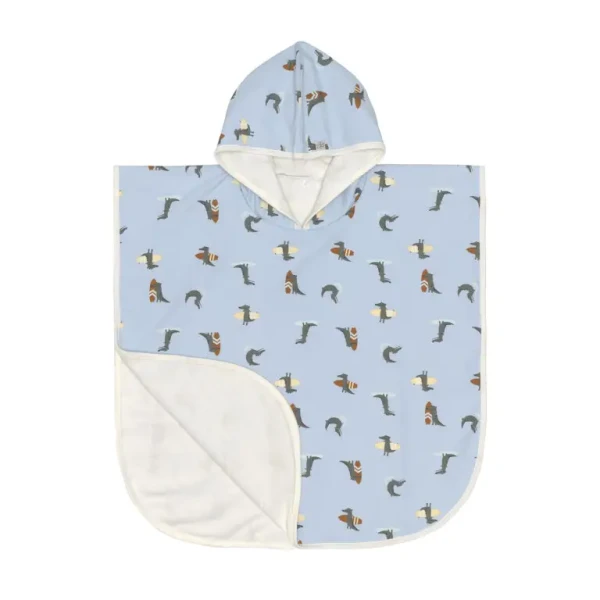 LÄSSIG Beach Poncho crocodile sky blue