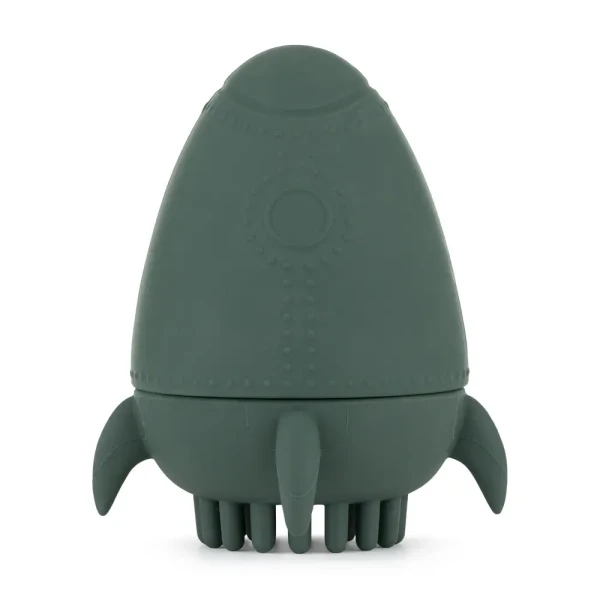 PETITE&MARS Hračka silikonová do vody s kartáčkem Splashy Rocket Misty Green 6m+