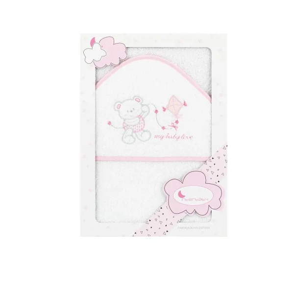 INTERBABY | OSUŠKA froté Medvídek s drakem - bílo/růžová