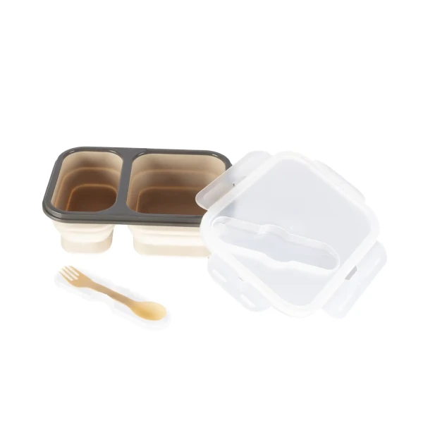 Zopa Silikónový box na občerstvenie s príborom veľký, Mustard Yellow