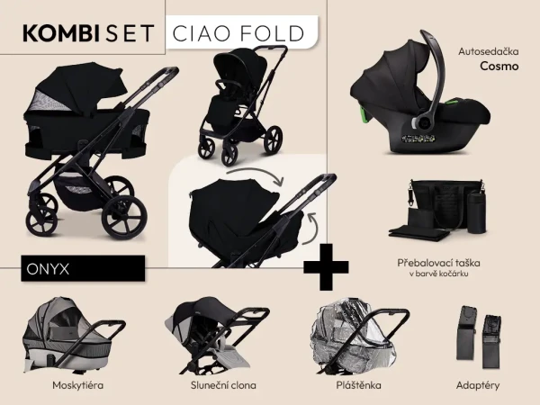 MOON Kombinovaný kočík CIAO FOLD kombi set - ONYX