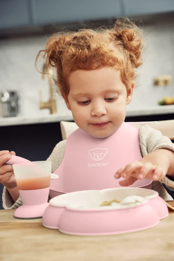 Babybjorn dětský jídelní set 4 dílný pudrově růžový
