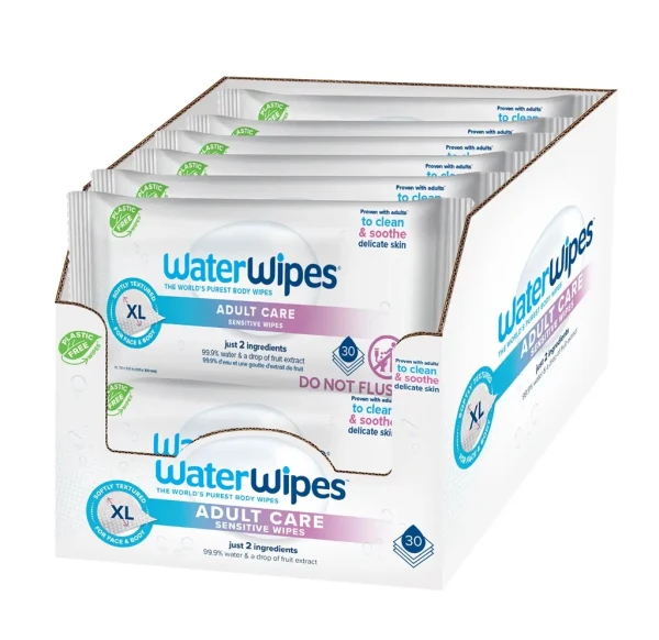 12x WATERWIPES Obrúsky vlhčené Adults bez obsahu plastov 30 ks ( 360 ks )