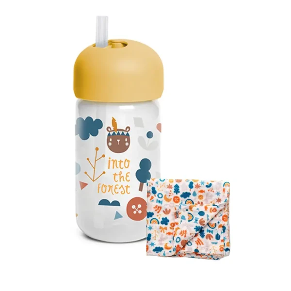 SUAVINEX | Lahvička s brčkem FOREST 340 ml -  žlutá