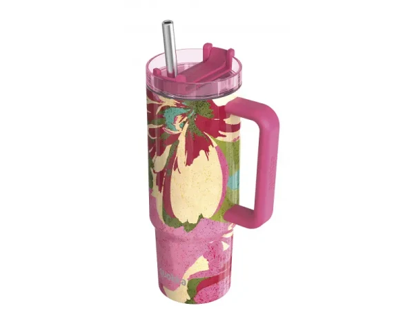 Quokka Nerezový termohrnek s brčkem Stream Pink Flambe 950 ml