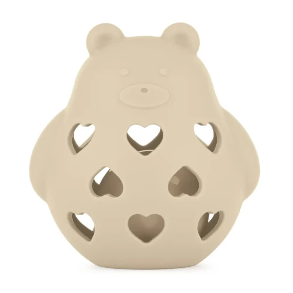 PETITE&MARS Hračka silikónová s hrkálkou Bear Basil Desert Sand 0m+