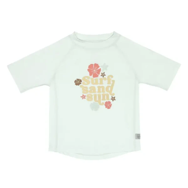 LÄSSIG Short Sleeve Rashguard flowers sea foam 19-24 mo.
