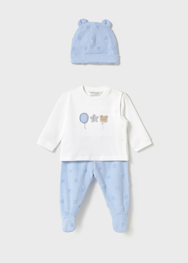 Mayoral Dojčenská 3-dielna súprava Layette Boy Sky 4-6M