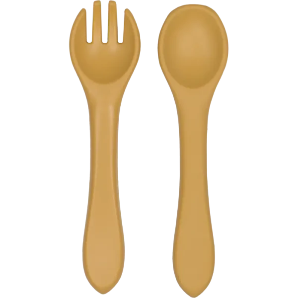 TRYCO Silikonová lžička & vidlička, Honey Gold