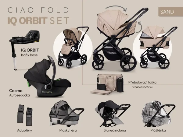 MOON Kombinovaný kočík CIAO FOLD Orbit set - SAND