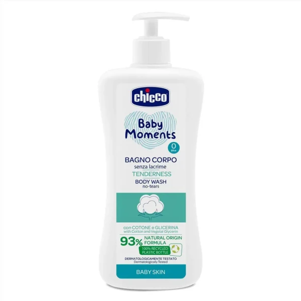 CHICCO Šampón na telo s dávkovačom Baby Moments Tenderness 93% prírodných zložiek 500 ml