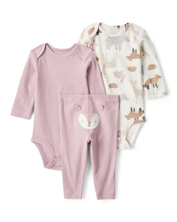 CARTER'S Set 3dílný body dl. rukáv 2 ks, kalhoty pink Deer dívka NB/vel.56