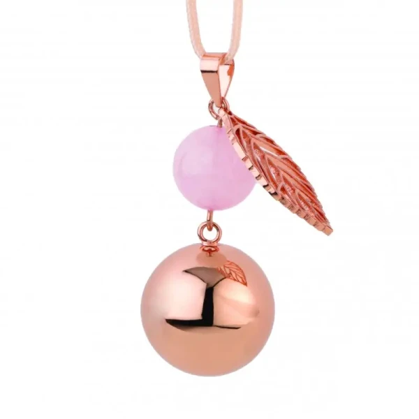 Bola Těhotenská rolnička FANTASY Rose gold pearl leaf
