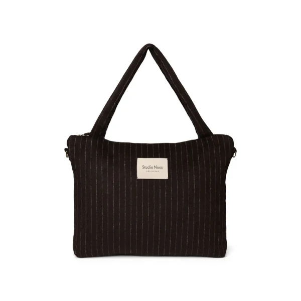 STUDIO NOOS - Flannel Chalkstripe DIAPER BAG Brown