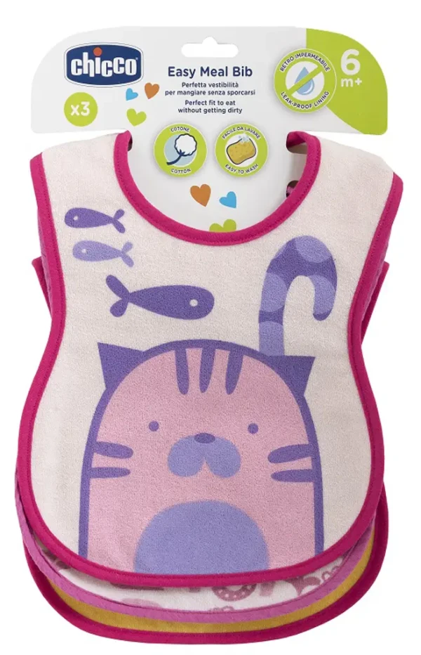 CHICCO Podbradník bavlnený nepremokavý- pink 2ks, 6m+
