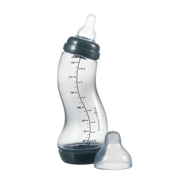 Difrax Kojenecká S-lahvička Difrax, Antikolik, modrošedá, 250ml