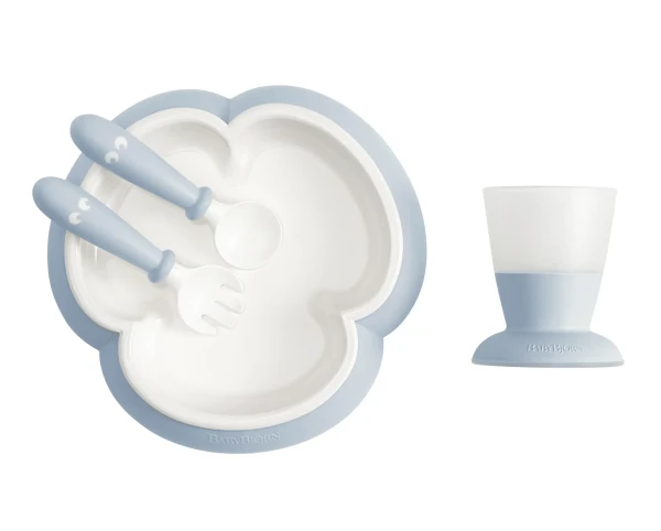 Babybjorn dětský jídelní set 4 dílný pudrově modrý