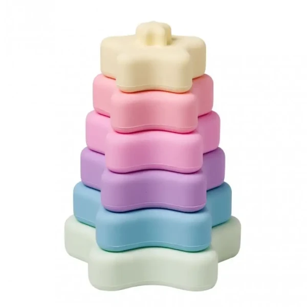 Saro Baby Silikonová stohovací kousátka Rainbow
