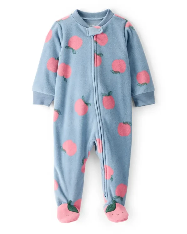 CARTER'S Overal na zips fleece Sleep & Play blue Apple dievča 3m/veľ.62
