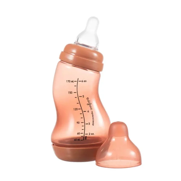 Difrax Kojenecká S-lahvička Difrax. antikolik, cihlová, 170ml