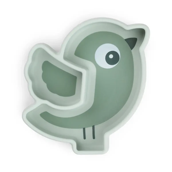 DONE BY DEER Silikónový tanier stick and stay Birdie - zelený