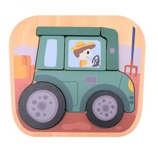Jouéco Dřevěné puzzle Farma traktor 12m+
