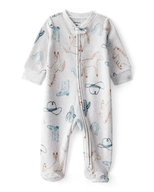 CARTER'S Overal na zips fleece Sleep & Play grey Cowboy chlapec 3m/ veľ.62