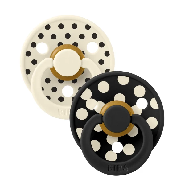 BIBS STUDIO Colour Polka cumlíky z prírodného kaučuku 2ks - veľkosť 2 ivory-black