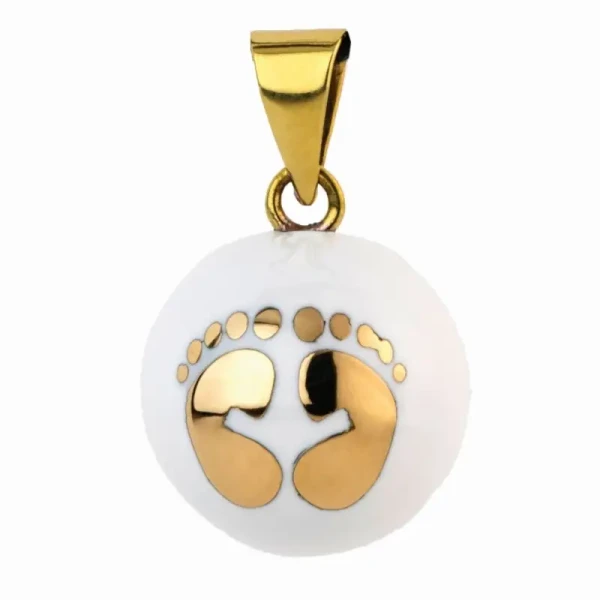 Bola Těhotenská rolnička ESSENTIALS White with golden feet
