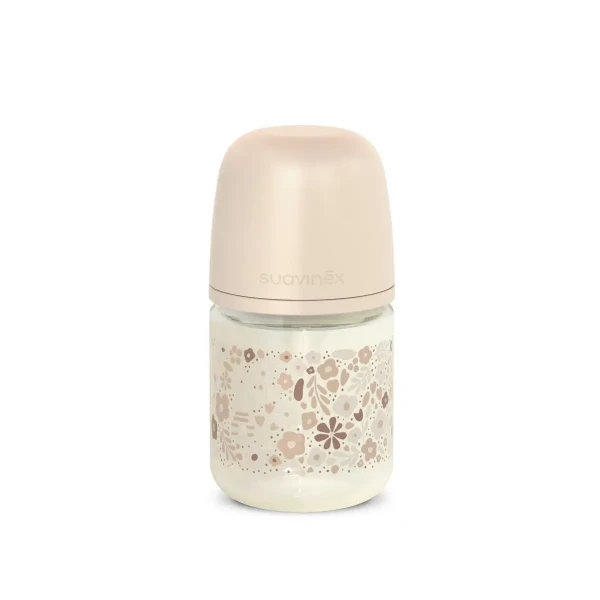 SUAVINEX Fľaša sklo WONDERLAND NEW 120 ml fyziologická SX PRO +0 SF - krémový kvet