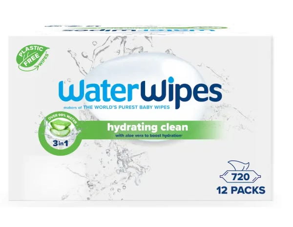 12x WATERWIPES Ubrousky vlhčené Hydrating clean bez obsahu plastů 60 ks ( 720 ks )