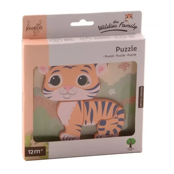 Jouéco The Wildies Family dřevěné mini puzzle Tiger 12m+
