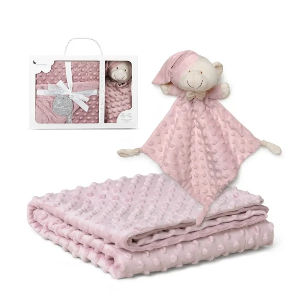 INTERBABY Deka mäkká guličky + prítulka - STARORUŽOVÁ