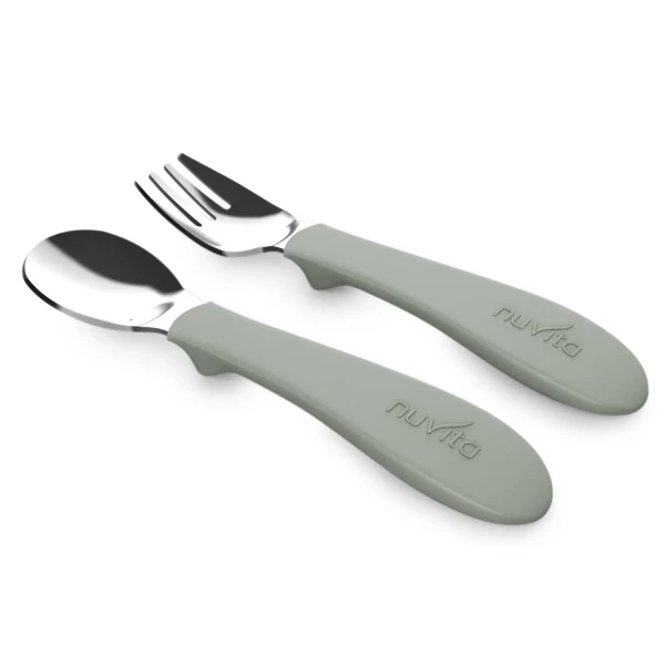 NUVITA Set lžička a vidlička, Sage Green