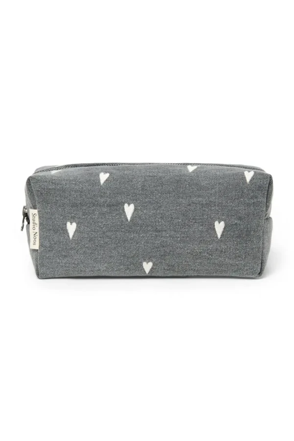 STUDIO NOOS - Denim POUCH - kabelka Grey Hearts