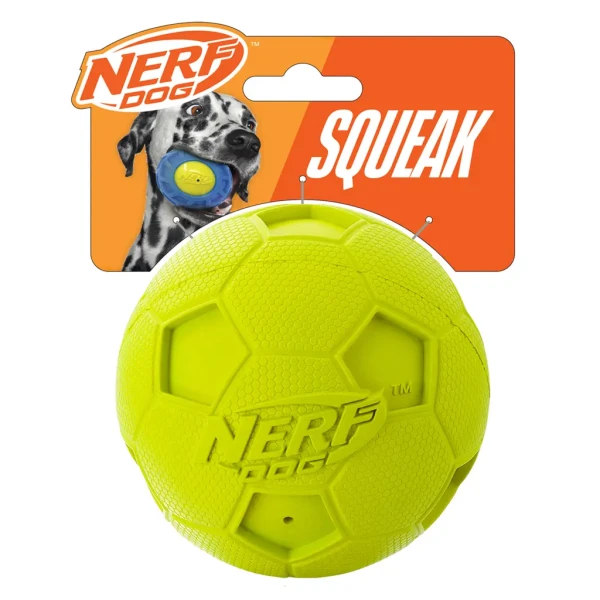 NERF DOG Hračka pre psov gumová pískacia futbalová lopta 10 cm