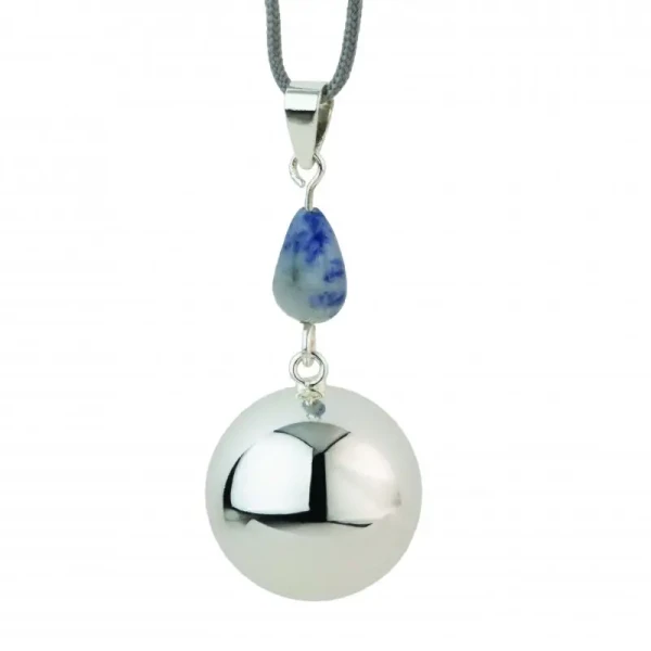 Bola Těhotenská rolnička FANTASY Silver bluegrey stone