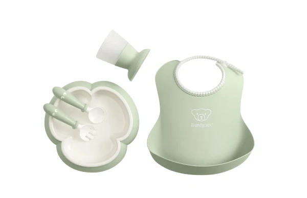 Babybjorn dětský jídelní set 5 dílný pudrově zelený