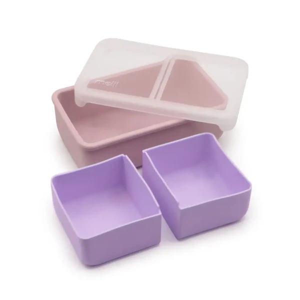 Silikonový bento box na svačinu 700 ml - růžový/fialový