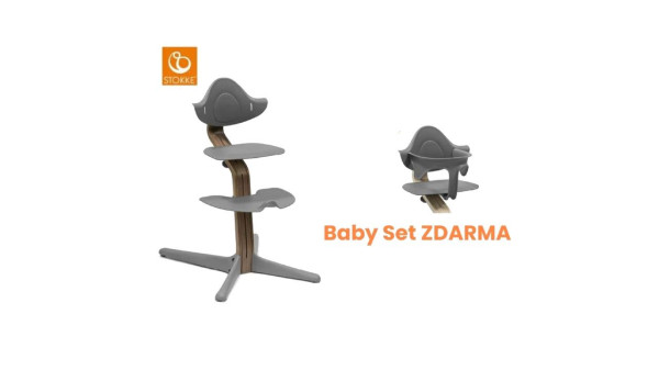 STOKKE® NOMI Stolička Walnut Grey+ Baby set ZDARMA