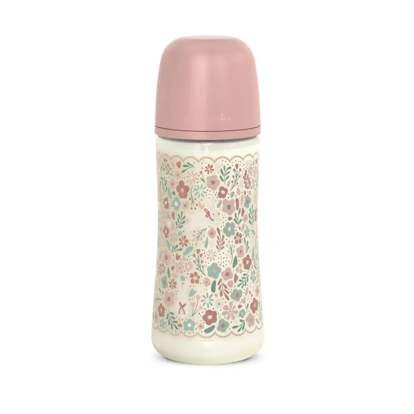 SUAVINEX Dojčenská fľaša WONDERLAND NEW 360ml FYZIOL PRIETOK L - ružový kvet