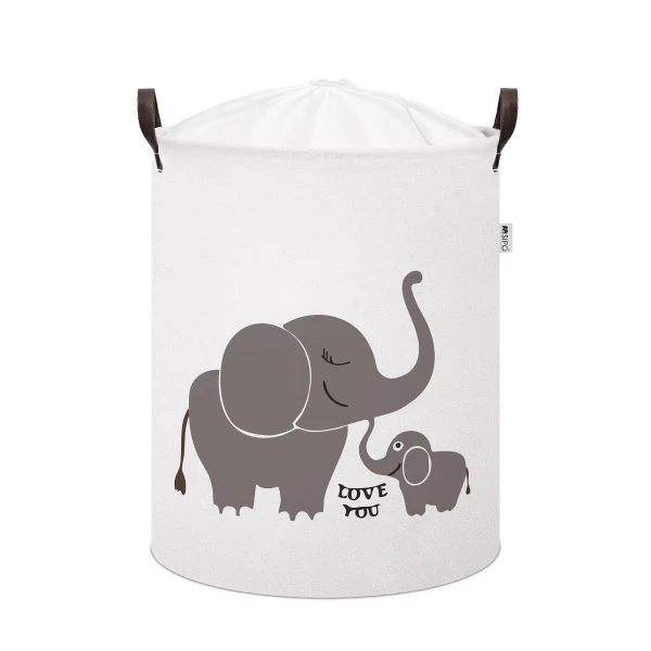 Sipo Koš na hračky se šňůrkou, skládací bavlněný / 43 l, Elephants