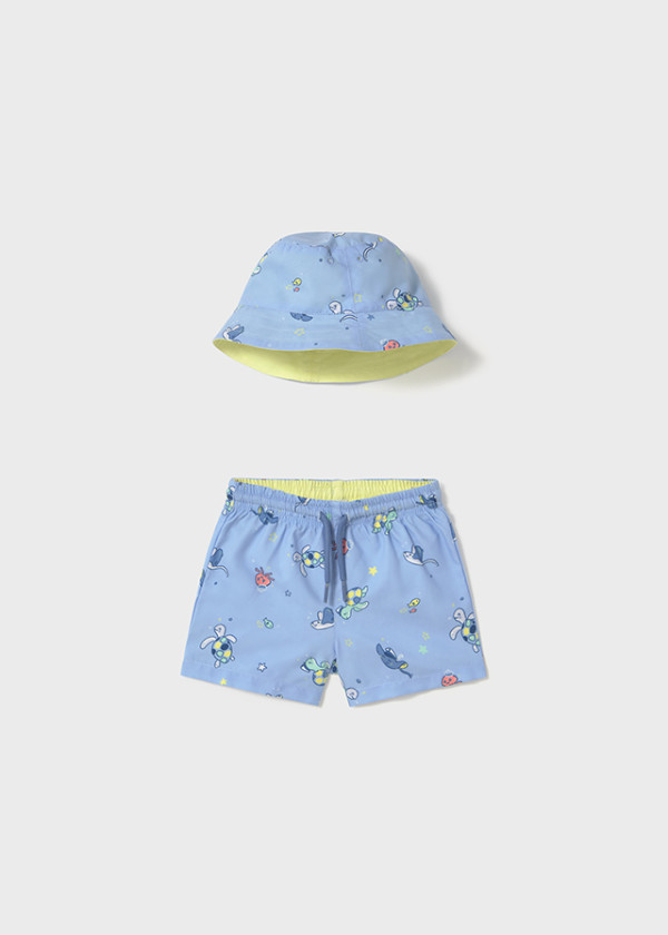 Mayoral Plávacie šortky a klobúčik Baby Boy Light Blue 18M