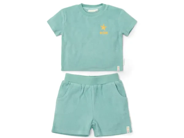 Little Dutch Tričko a kraťasy Seashells / Stripes Surf Blue vel. 98/104