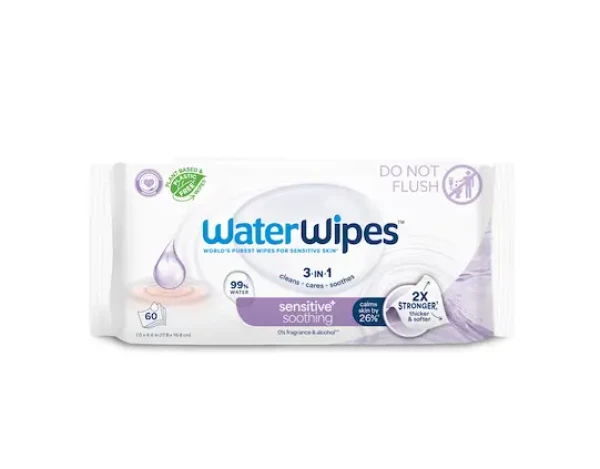 12x WATERWIPES Ubrousky vlhčené Soothing clean bez obsahu plastů 60 ks ( 720 ks )