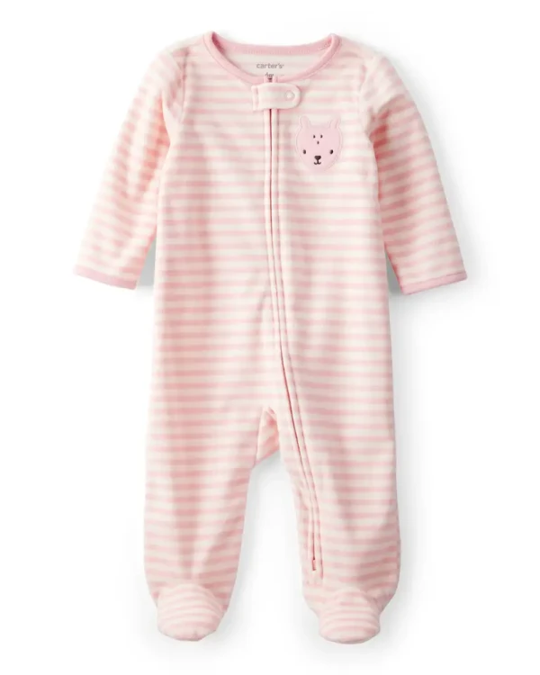 CARTER'S Overal na zips fleece Sleep & Play prink Deer pocket dievča 3m/veľ.62