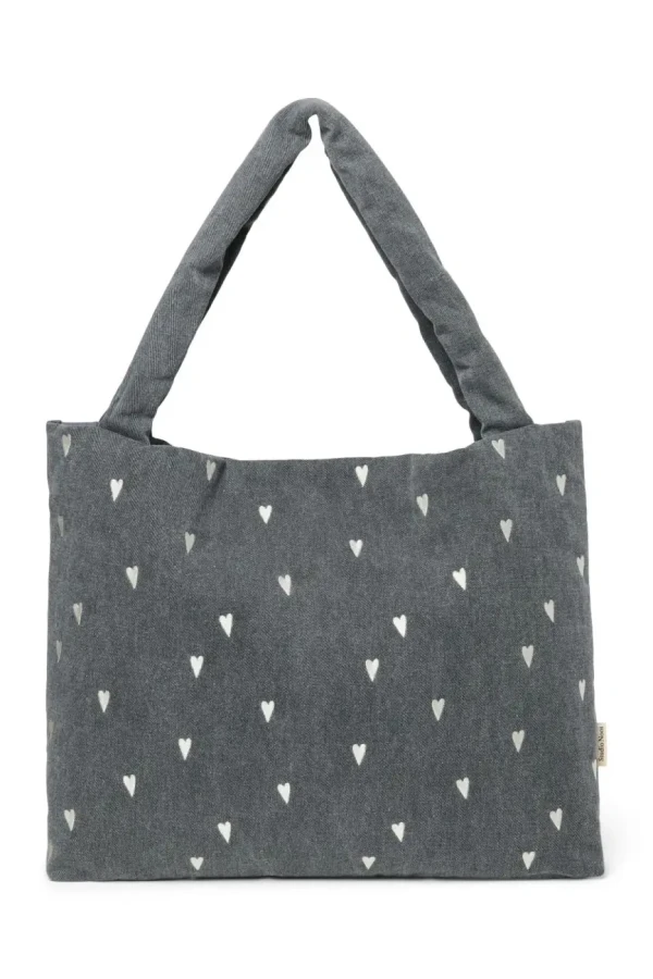 STUDIO NOOS - Denim MOM BAG Grey Hearts