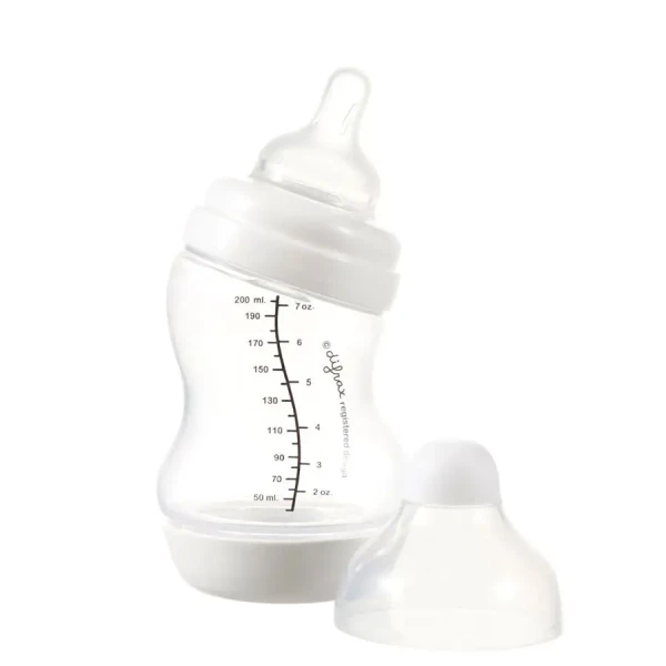 Difrax Kojenecká S-lahvička Difrax, široká, Antikolik, bílá, 200 ml