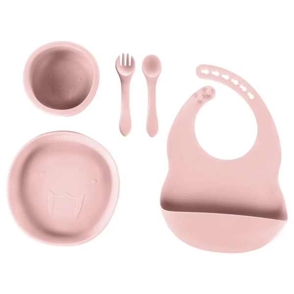 Zopa Silikónová detská jedálenská súprava, Old Pink